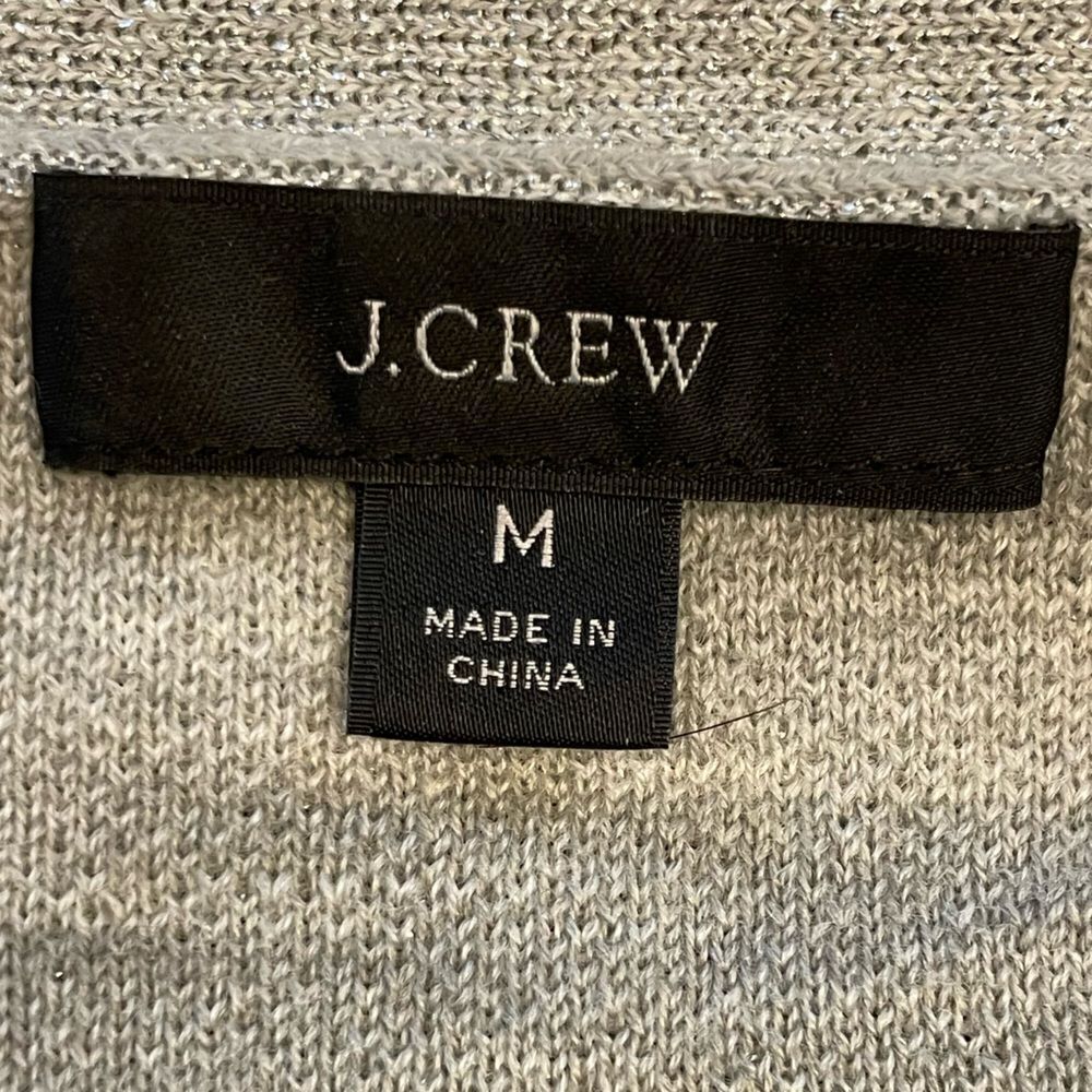 NWOT J. Crew Gray Silver Metallic Cardigan Sz. M Wool - Picture 3 of 5